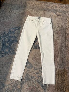 Agolde White High-Rise Straight Jeans